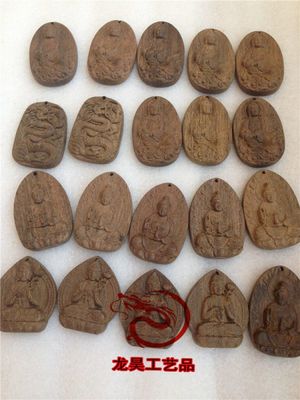 天然沉香木观音挂件 吊坠 佛牌木制品 印尼土沉带香味 古玩批发